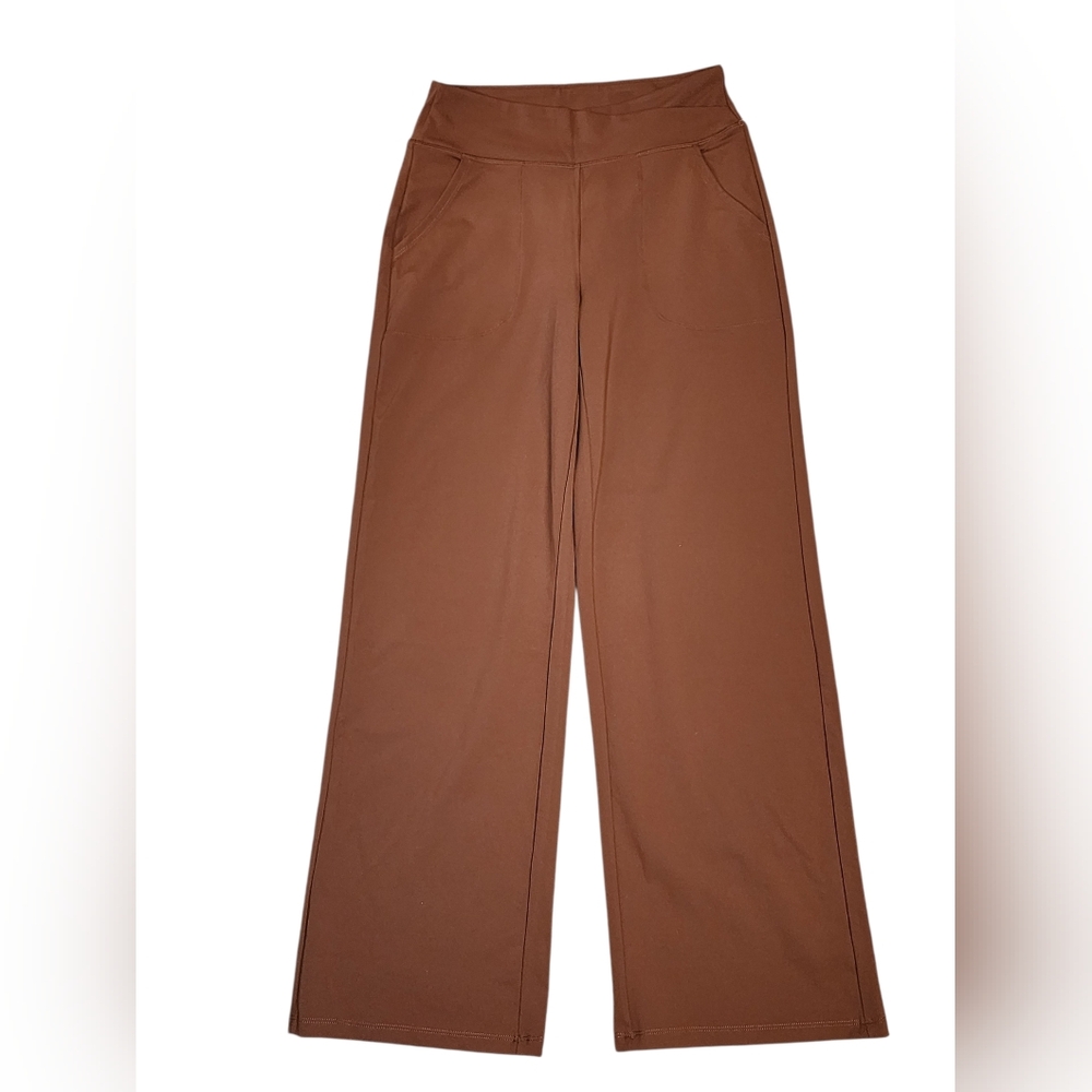 G4Free Brown High Waisted Wide Leg Yoga Pants Crossover Waistband Medium - Picture 2 of 7